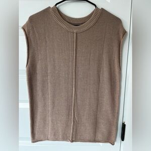 Sleeveless Tan Knit Sweater